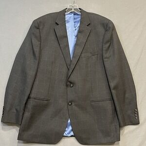 CHAPS Sport Coat Mens 44R Blue Plaid Suit Jacket Blazer Lined Preppy